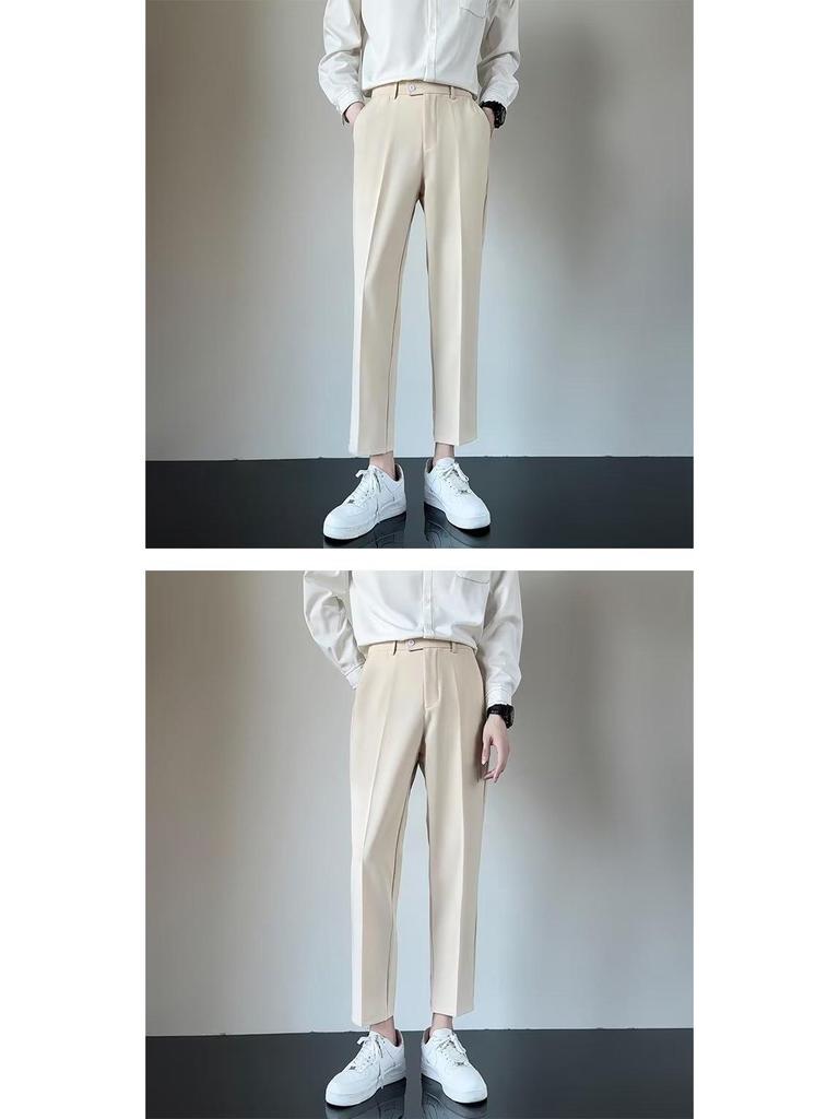 Men's Lightweight Korean Style Slim Fit Casual Suit Pants