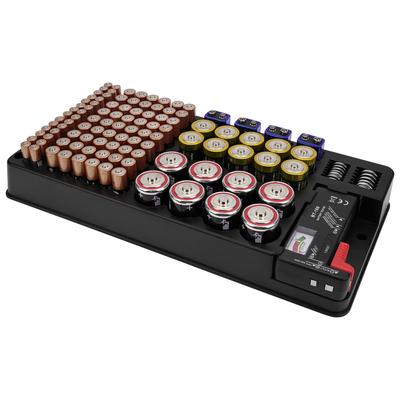 TOCCOOL Plastic Organizer Compatible with Drawer Storage Solution 116-Slot Tray, D/C/AA/AAA/9V/Button/Coin Batteries, (Black)