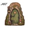 Fairy Gate for Tree Trunk Mini Wooden Door, 2D Flat Miniature Garden DIY Craft, Dollhouse Accessory, Wall Terrarium Decor Exquisite Ornament