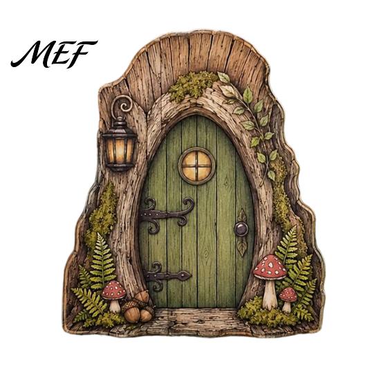 Fairy Gate for Tree Trunk Mini Wooden Door, 2D Flat Miniature Garden DIY Craft, Dollhouse Accessory, Wall Terrarium Decor Exquisite Ornament