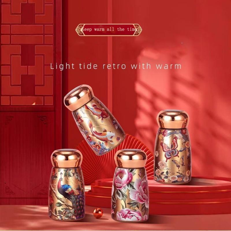 Retro Kleiner Pilz Edelstahl Thermos-Wasserbecher Intelligente Temperaturanzeige Kleine Thermoskanne Wasserkocher