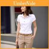 Womens Korean Style Office Shirt With Ruffle Short Sleeves For Summer Workwear