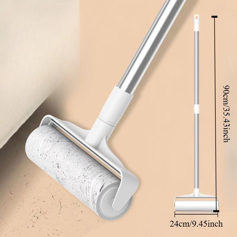 4pcs/set (3 Rolls of Paper+1 Mop Long Handled Hair Remover, Retractable Hair Brush for Clothing, Household Floor Cleaning Tool for Cat Hair,