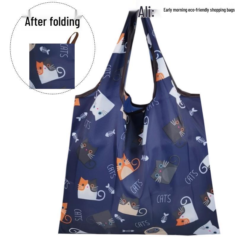 

Средняя складная экологичная клетчатая полосатая нейлоновая хозяйственная сумка - корейский стиль