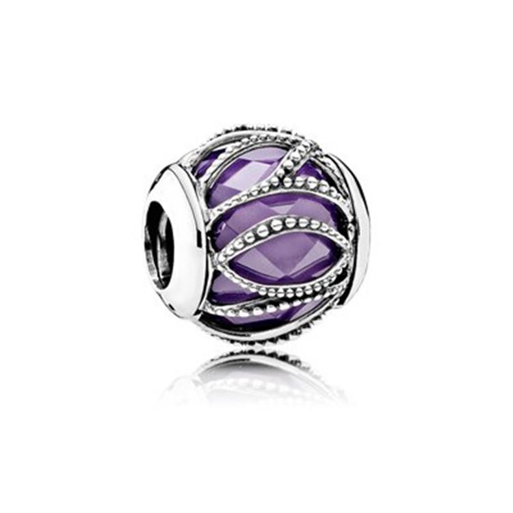 925 Silver rose pink ribbon bow Charm Purple Bead perfume Pendant Fit Original Bracelet Jewelry Earring DIY Making Gift boy girl