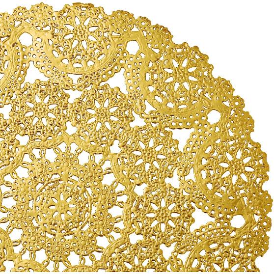 Juvale 60 Pack 10 Inch Gold Paper Doilies for Dining Table, Round Decorative Medallion Lace Placemats for Wedding