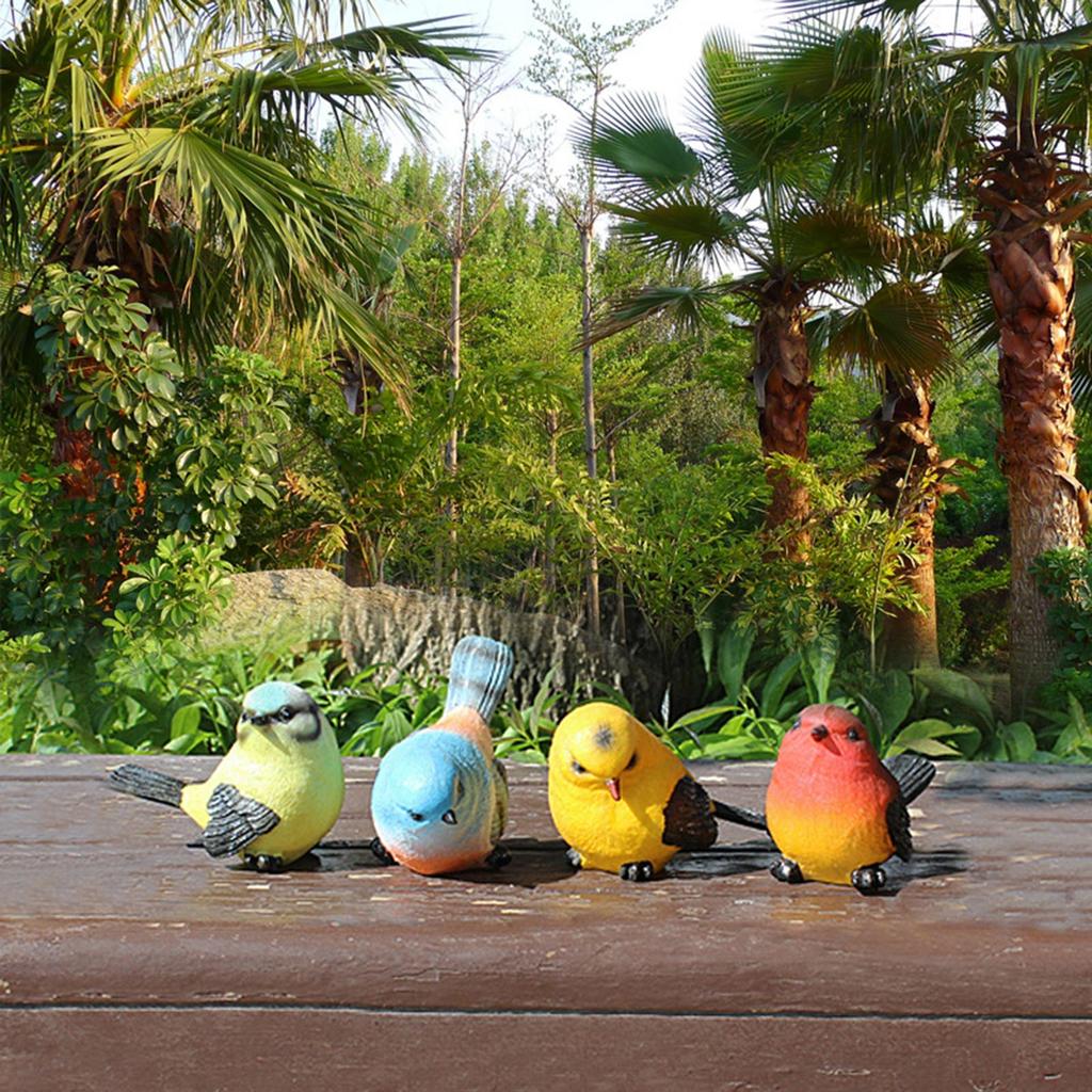 4Pcs Miniature Bird Decorative Figurines Garden Ornaments for Landscape Garden