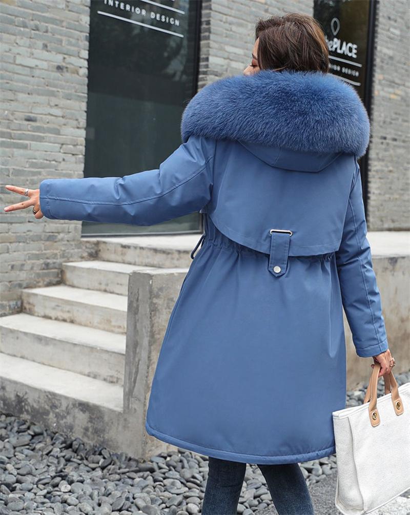 Winter Jacke 2023 Neue Frauen Parka Kleidung Langen Mantel Wolle Liner Mit Kapuze Jacke Pelz Kragen Dicke Warme Schnee Tragen Gepolsterte parka 6XL