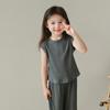 Summer Children's Ice Silk Clothing Set Baby Girl Loose Sleeveless Top and Pants Two-piece Set