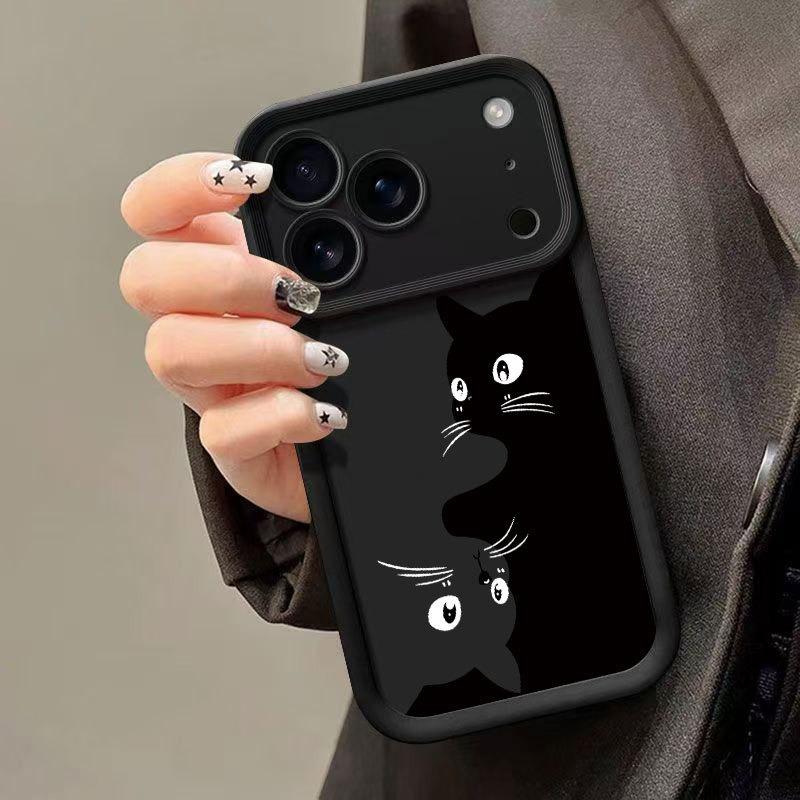 Dual-Color Kitten Phone Case for iPhone 13 to 17 Pro Max - Cute and Stylish Design