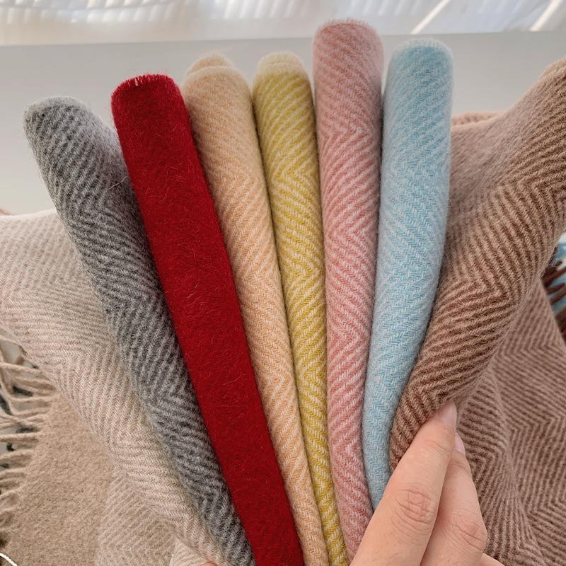 Maillard Color Scarf Women'S Wool100% Pure Wool Autumn And Winter Scarf Couple Simple Warm And Thickened