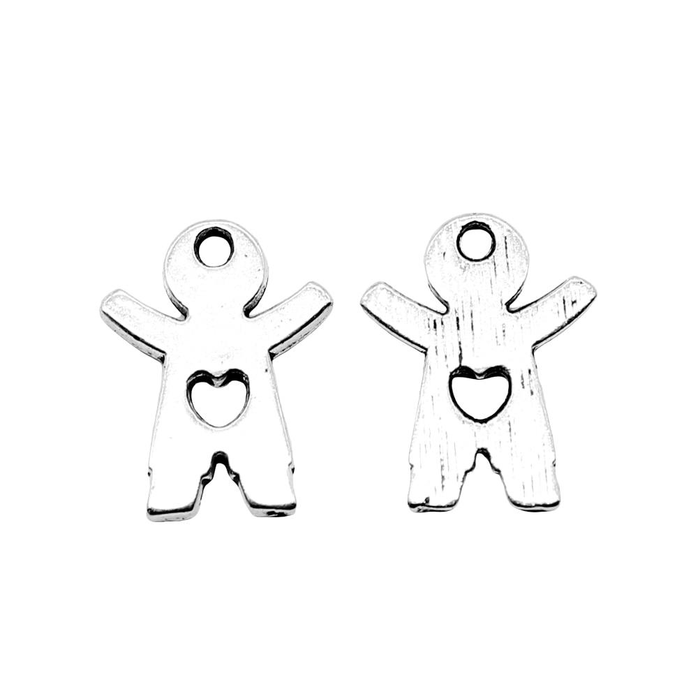 

10шт Мальчик Амулеты Амулеты Античное серебро Цвет Цинковый сплав 16X12mm