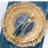 Transparent Golden Glass Tray Coral Reef Charging Board Round Dinner Set Plates and Dishes Wedding Christmas Decoration