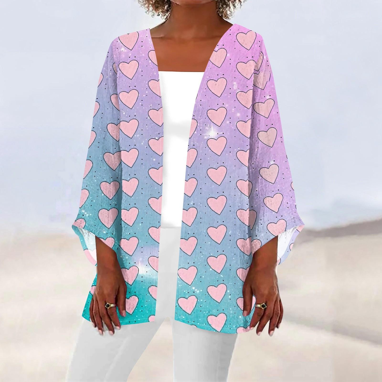 

Женская повседневная модная легкая куртка средней длины с принтом, кардиган XL небесно-голубой