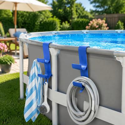 Support de manche de piscine réglable Porte-vêtements télescopique multifonctionnel Support de crochet de piscine en plastique Rangement d'outils de piscine