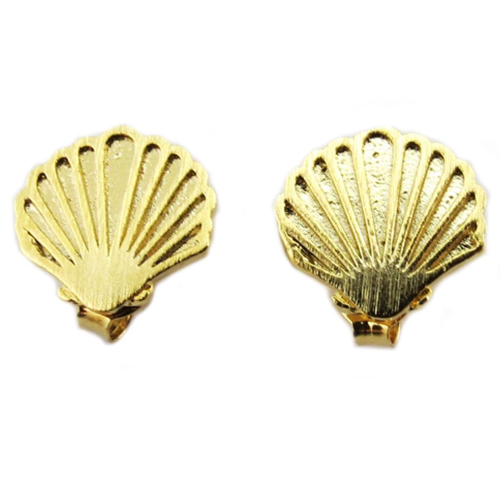 7bis [Q6098] - Ručně vyráběné náušnice 'Mušle' zlaté - 10x10 mm