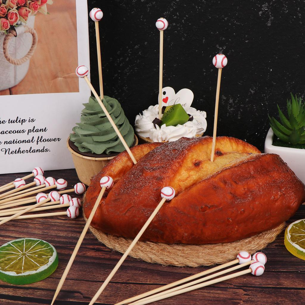 Bamboomn 3.9" Decorative Sports Ball End Bamboo Cocktail Fruit Sand