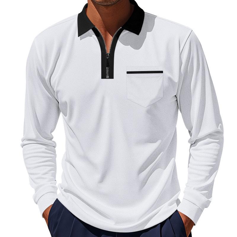 Classic British Style Long Sleeve Polo Shirt Quick Dry Breathable For Golf Men S белый