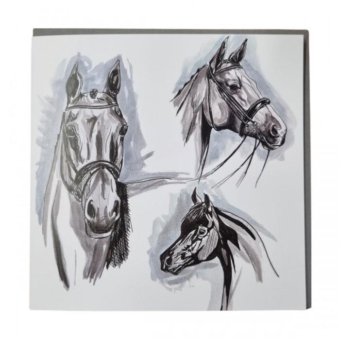 Gubblecote Trio Of Horse´s Watercolor Greetings Card