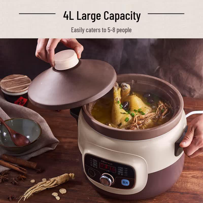 Little Bear HWD 4L Purple Clay Electric Stew Pot DDG-D40B1 CN Plug (adapter Included)