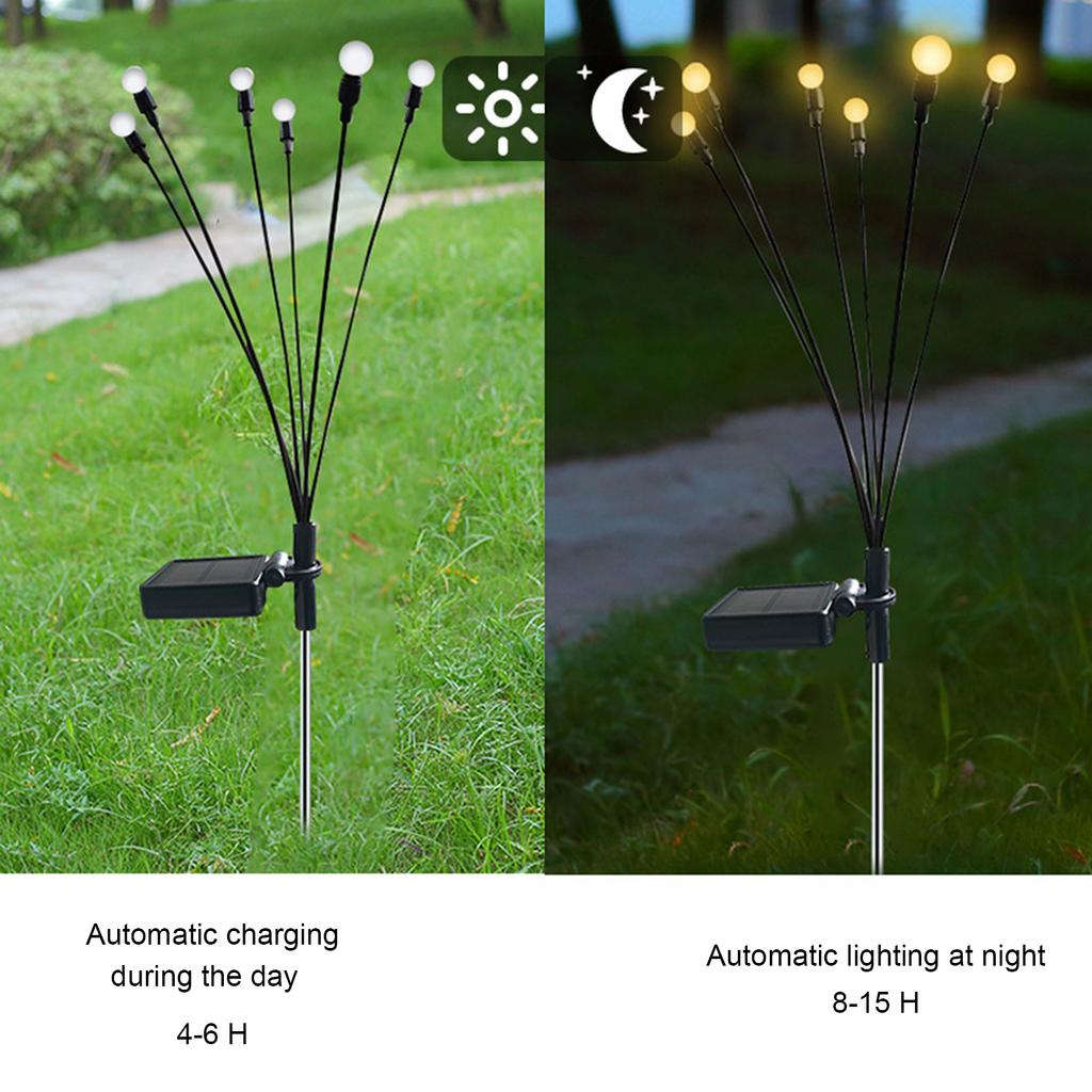 Solar Powered Firefly Lights Lawn Lamp Waterproof Outdoor Pathway Light Landscape Decorative
