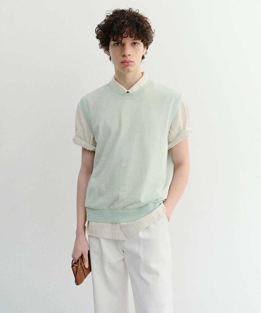 Deonseuteupomaen Sheer Layering Knit Vest_Unisex_Udsw6B131_Mint