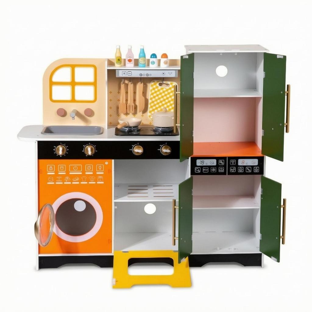Wooden Play Kitchen with Sound for Playroom, Young Children