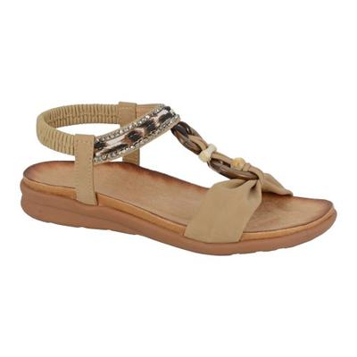 Womens/Ladies Jewelled Elastic Slingback Sandals