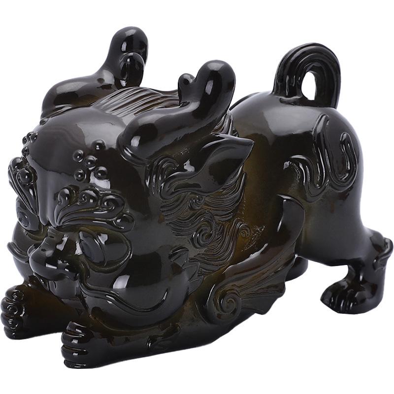 Color-Changing Pixiu Tea Pet with Gold Ingot - Tea Table Decoration & Kung Fu Tea Set Accessory