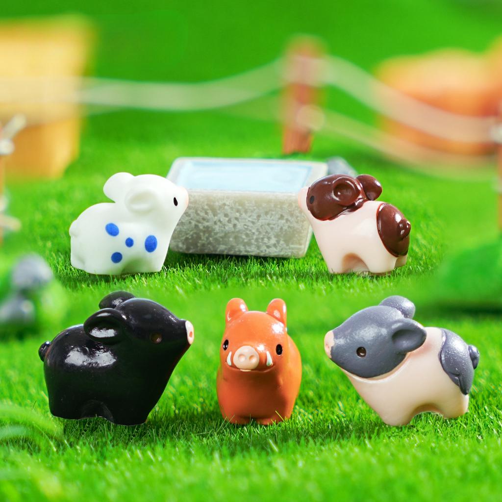 10-100PC Micro Pig Figurine Resin Ornaments Miniature Model Mini Animal Statue Bonsai Decoration Garden DIY Dollhouse Home Decor