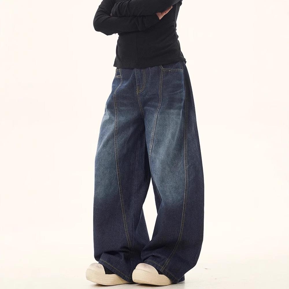 Retro Design Wide-Leg Scimitar Jeans - Versatile, Loose-Fit Women's Pants for Fall and Winter