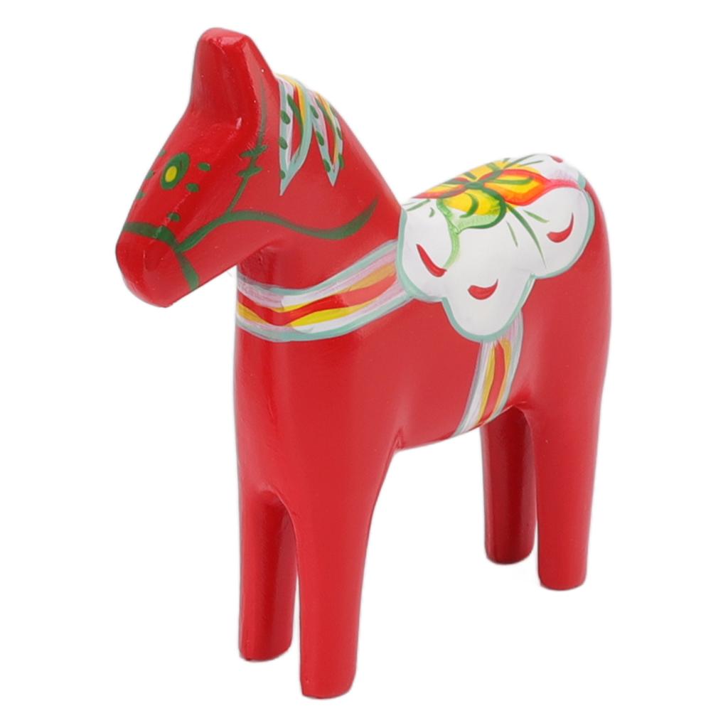 Wooden Swedish Dala Horse Handmade Hand Painted Coloring Swedish Dala Horse Statue Souvenir 1Pair Fine Carving for Decoration