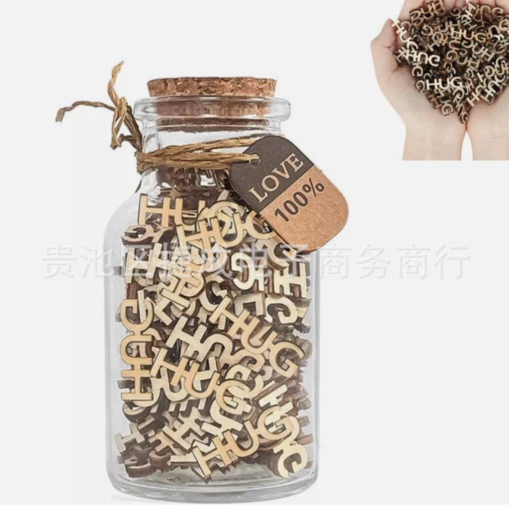 Lustiges Fuck-Glas Geschenk – 100 Holzbuchstaben-Ausschnitte, Scherz-Geburtstagsgeschenk für Ihn/Sie, Neuartige Schreibtischdekoration zur Stressbewältigung