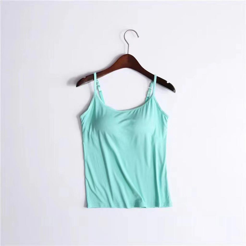 Women With Chest Pads One Camisole Thin Straps Underwear Sports Bottoming Shirt