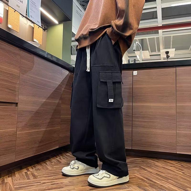 Working Pants for Men In Autumn and Winter New American High Street Drape Straight-leg Pants for Men Pure Cotton Pants for Men Loose Casual Trousers