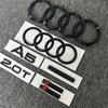 2026 2PCS 4Ring logo ABS Black Car Hood Front Grill Rear Trunk Emblem Sticker 1P A5 1P Quarrto 1P 2.0T 2P Sline For AUDI A5 2010-2019