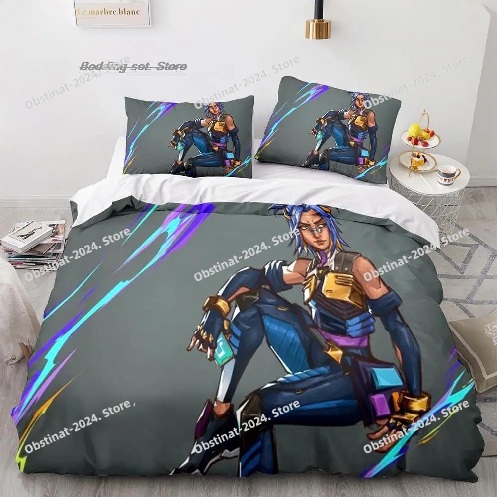 Gaming Valorant Bedding Set Single Twin Full Queen King Size Bed Set Aldult Kid Bedroom Duvetcover Sets 3D Print Anime 034
