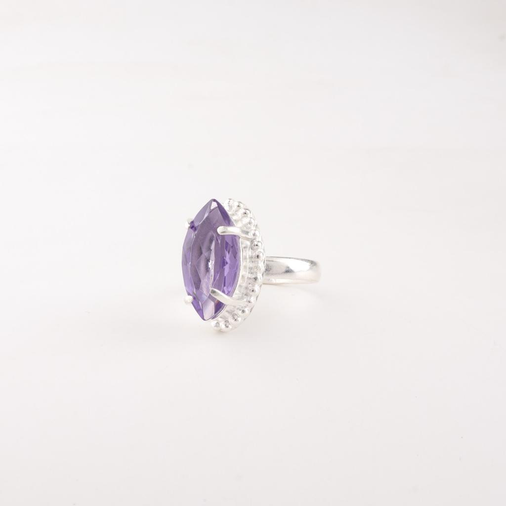 Purple Iolite Gemstone 925 Sterling Silver Handcrafted Jewelry Engagement Ring RR-64-3