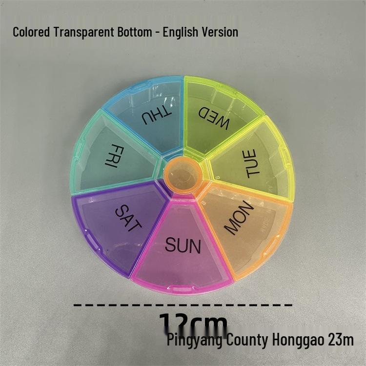 Round 7-Compartment Large-Capacity Travel Pill Box for 7 Days
