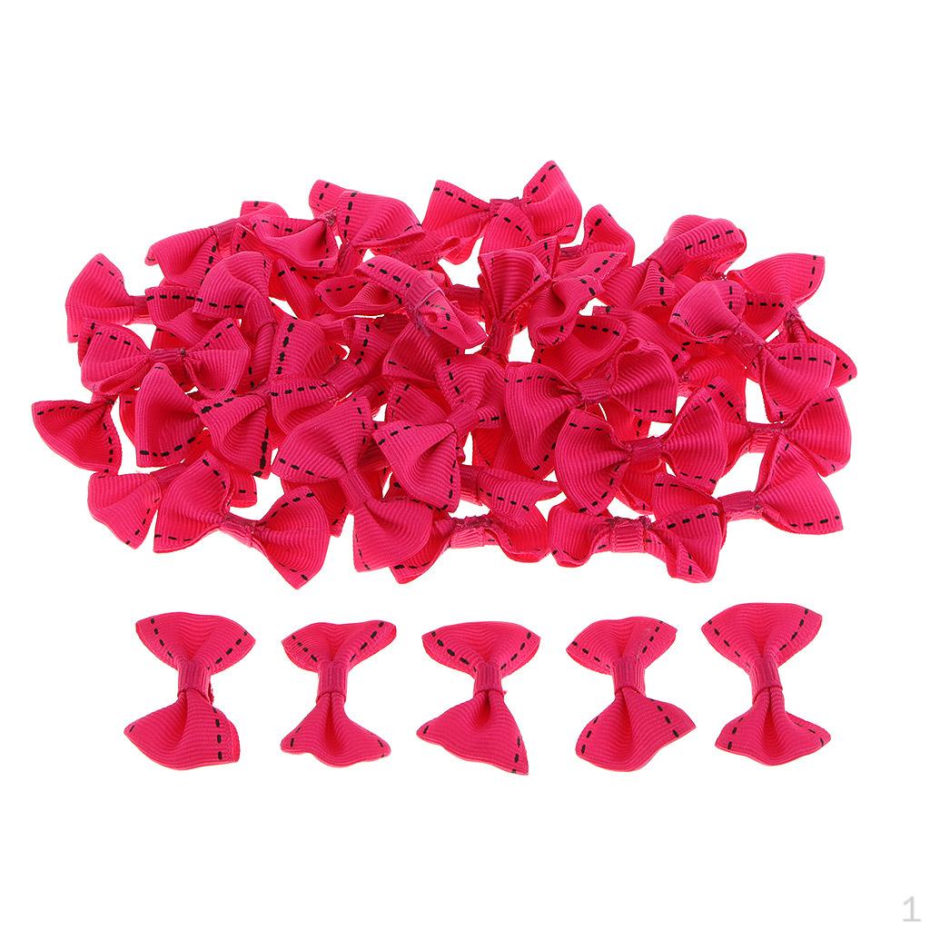 50 Pieces Bow Tie Embellishments Ribbon Bows for DIY Small Hair Ties Clips Christmas Cards