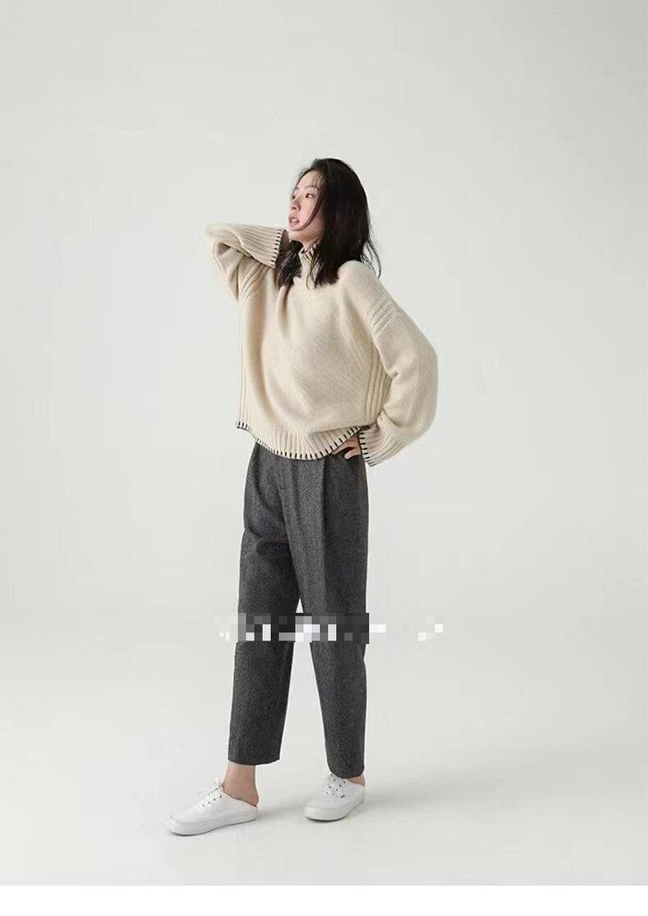 Women's Thickened Cashmere High Neck Cable Knit Sweater - Autumn/Winter Loose Style