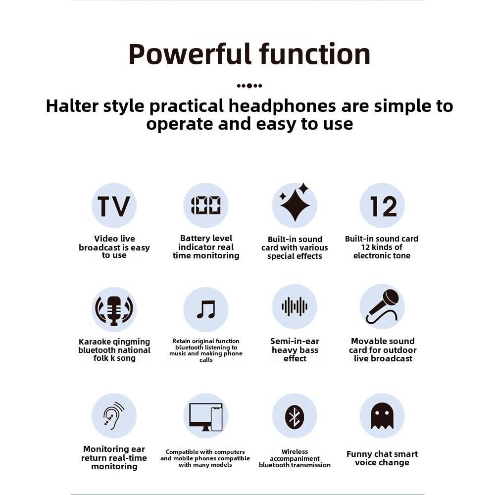 In-ear live sound card Bluetooth integrated headset hanging neck high sound quality sports headphones