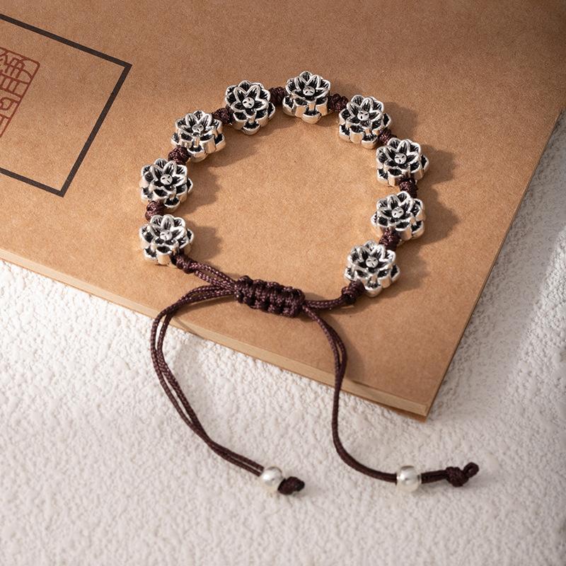 Ethnic Style Coffee Rope Bracelet, Hand-Woven Bracelet, Women'S Versatile Adjustable Butterfly Small Fish Mori Hand Rope