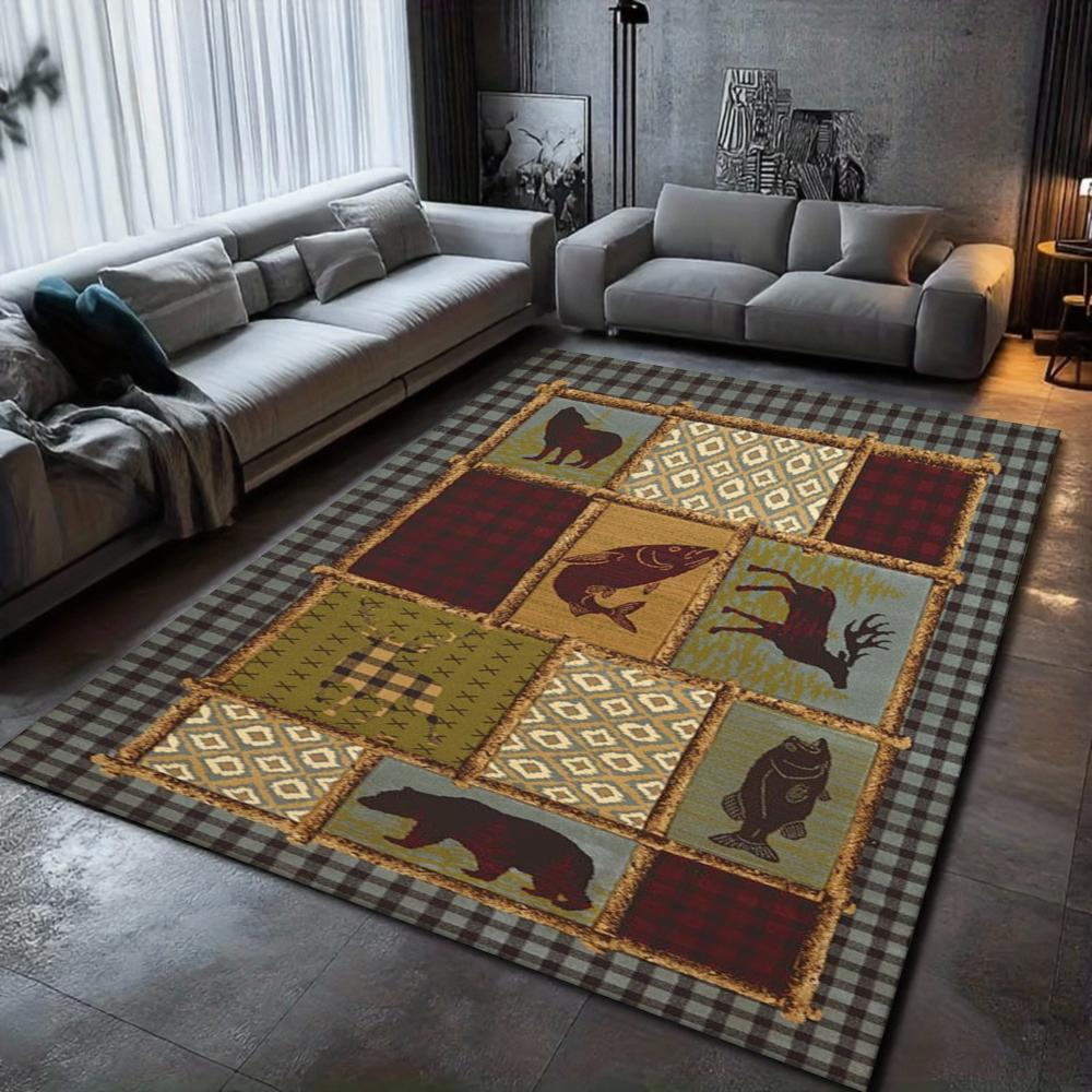 

Wildlife Theme Carpet Mat Rug - Bear Pine Design Home Decoration Soft Floor Mat for Living Room Carpet Living Room Decoration 40x60cm