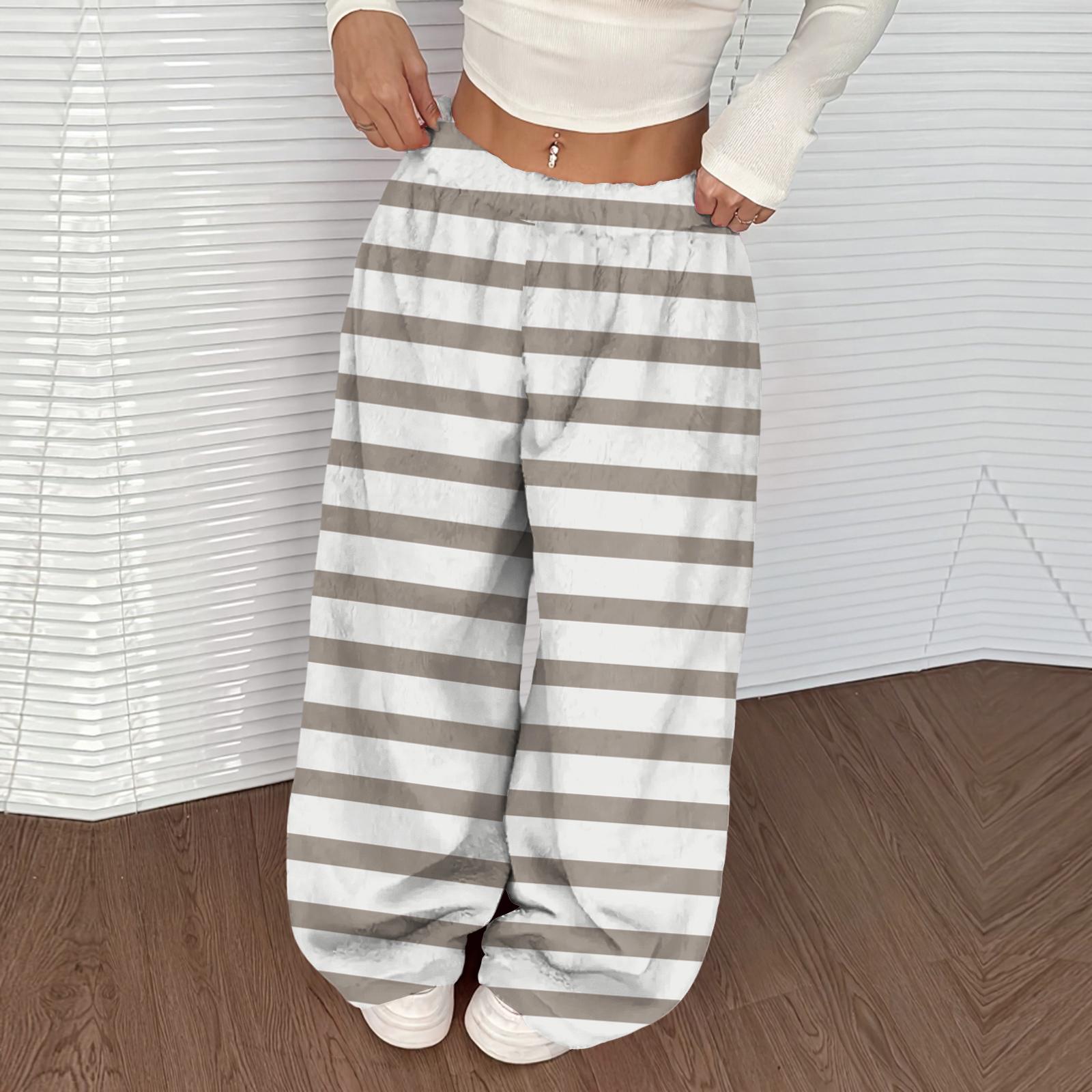 

Women s Casual And Fashionable Printed Elastic Waist Loose Wide Leg Pants S