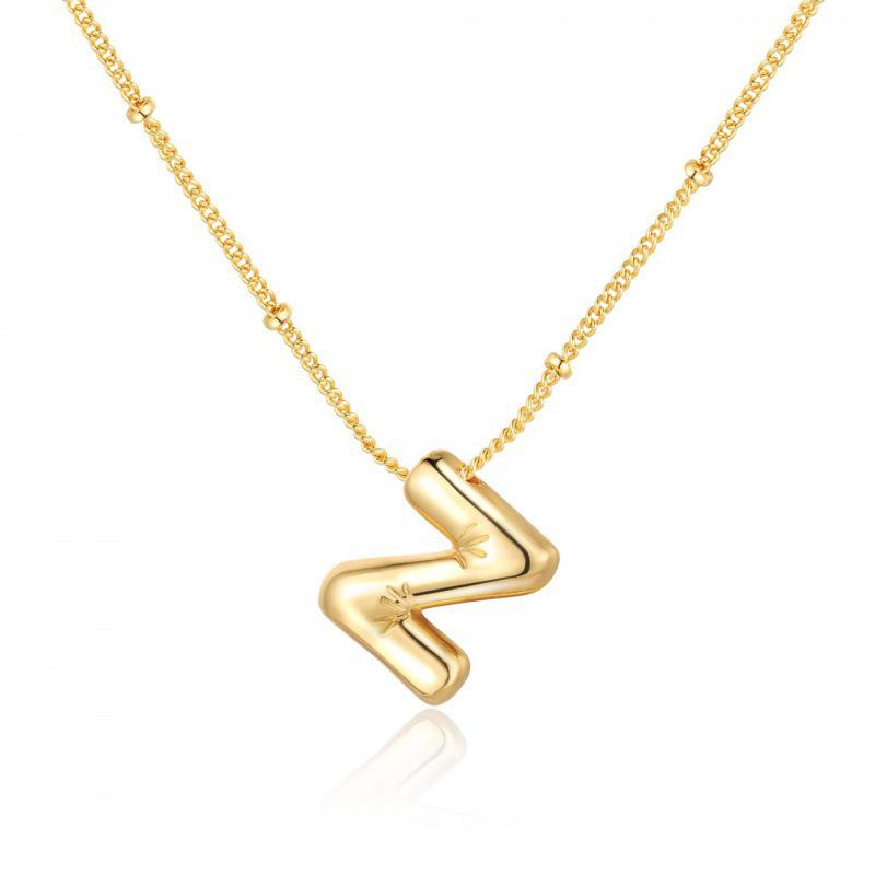 Minimalist Copper-Plated Gold Alphabet Pendant Sweater Chain Jewelry