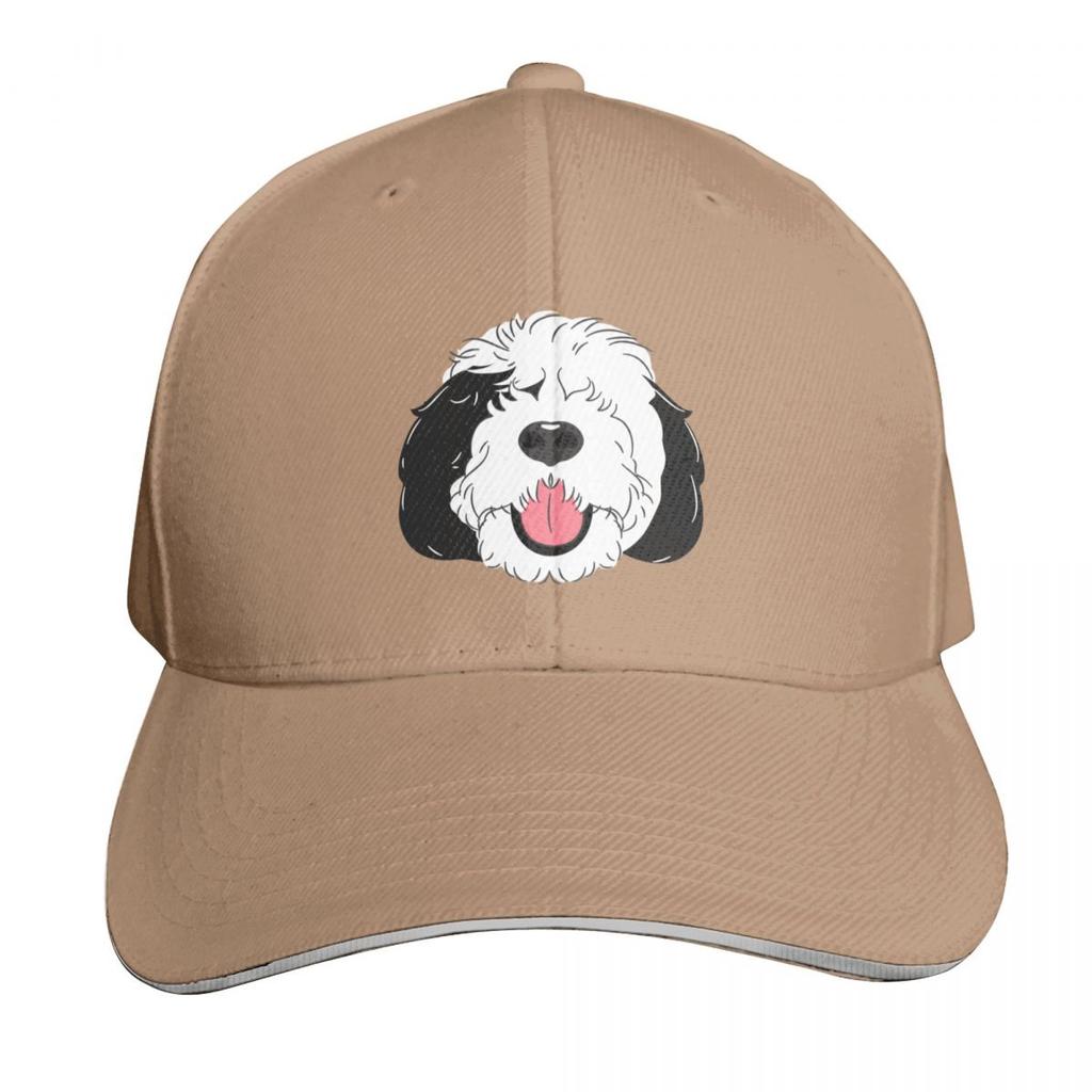 LOVE Black and White Sheepadoodle Baby Blue Baseball Cap Unisex Women Casual Summer Sport Sun Cap