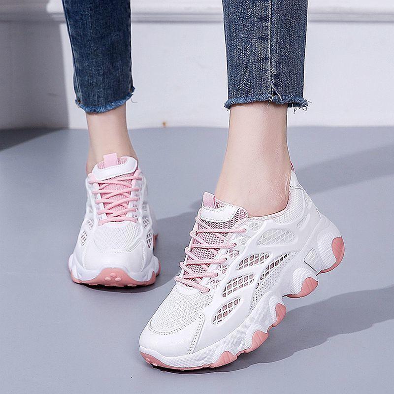 Lace Up Whit Women's Mesh Breathable Shoes High on Platform Ladies Footwear Summer Aesthetic New In Arrival 2025 Sale Casual 39