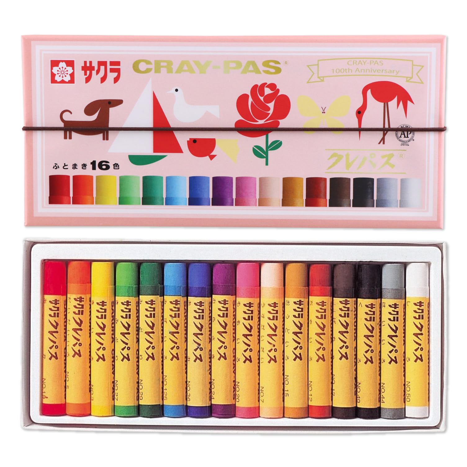 

Sakura Cray Pass Cray Pass 16 цветов с резинкой 100th Anniversary Limited Coral Pink LP16R-A4 коралл розовый