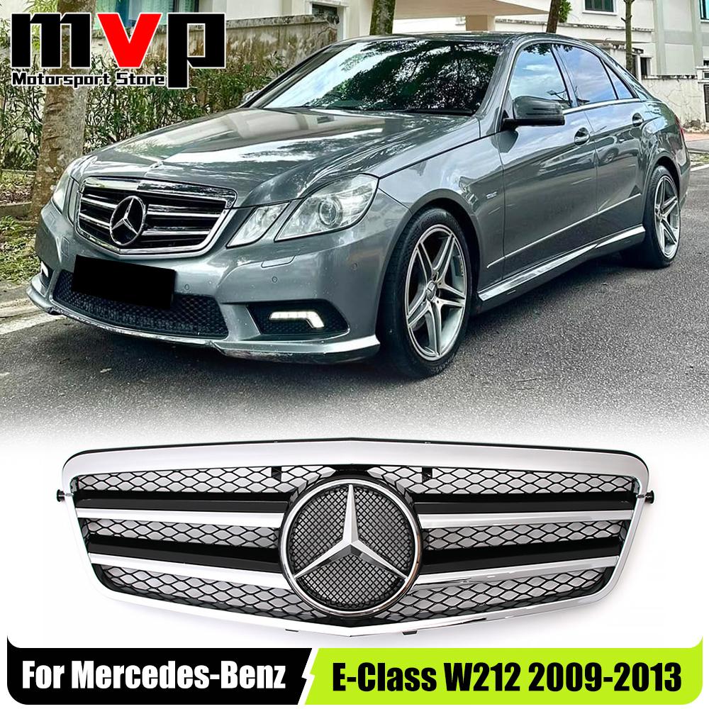 Chrome Black AMG Style Racing Grille With Emblem Logo Badge For Mercedes Benz E-Class W212 2009-13 E200 E250 E300 E350 E500 E550 uuu1